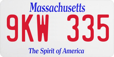 MA license plate 9KW335