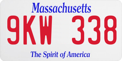 MA license plate 9KW338