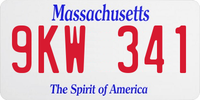 MA license plate 9KW341