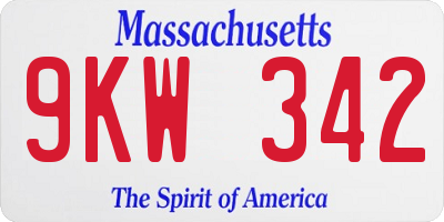 MA license plate 9KW342