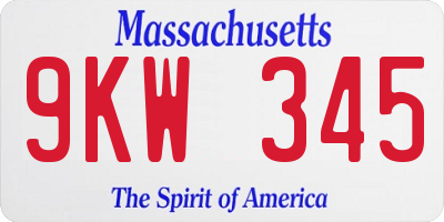 MA license plate 9KW345