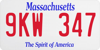 MA license plate 9KW347