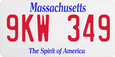MA license plate 9KW349