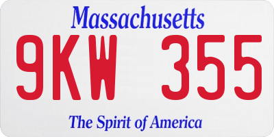 MA license plate 9KW355