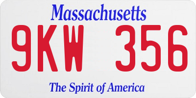 MA license plate 9KW356