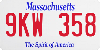 MA license plate 9KW358