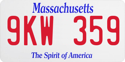 MA license plate 9KW359