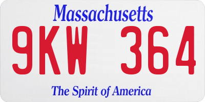 MA license plate 9KW364