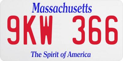 MA license plate 9KW366