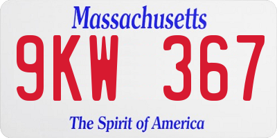 MA license plate 9KW367