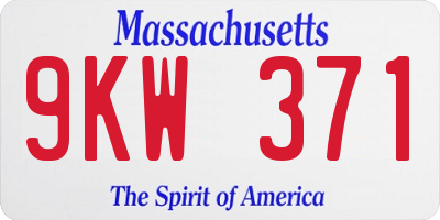 MA license plate 9KW371