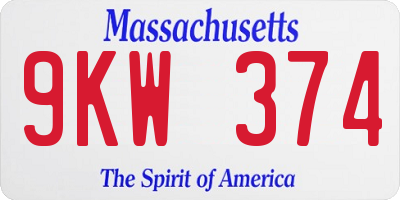 MA license plate 9KW374