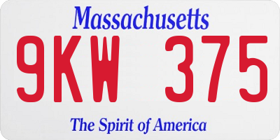 MA license plate 9KW375