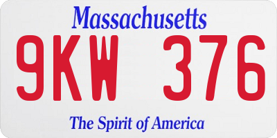 MA license plate 9KW376