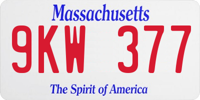 MA license plate 9KW377