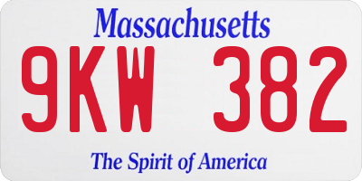 MA license plate 9KW382