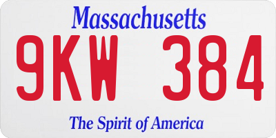 MA license plate 9KW384