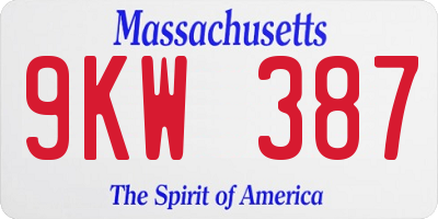 MA license plate 9KW387