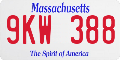 MA license plate 9KW388