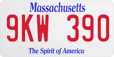MA license plate 9KW390