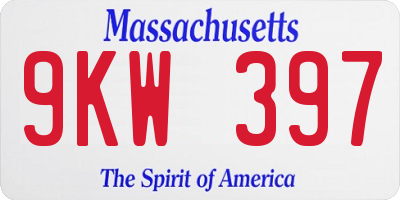 MA license plate 9KW397