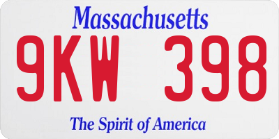 MA license plate 9KW398