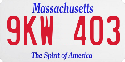 MA license plate 9KW403