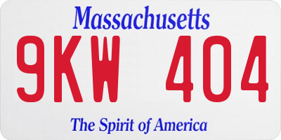 MA license plate 9KW404