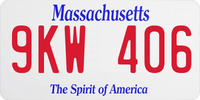 MA license plate 9KW406