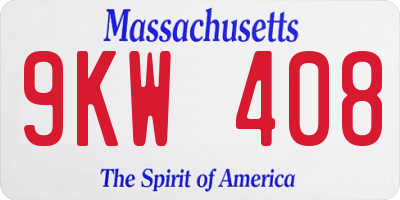 MA license plate 9KW408