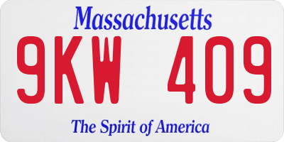 MA license plate 9KW409