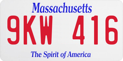 MA license plate 9KW416