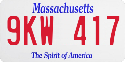 MA license plate 9KW417