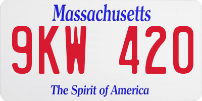 MA license plate 9KW420