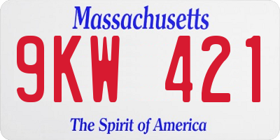 MA license plate 9KW421