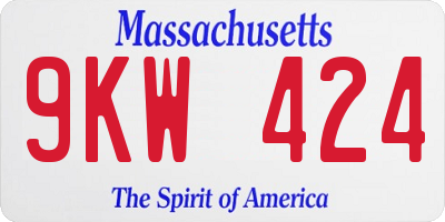 MA license plate 9KW424