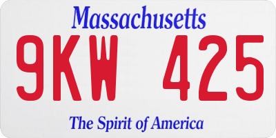 MA license plate 9KW425