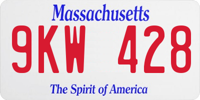 MA license plate 9KW428