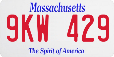 MA license plate 9KW429