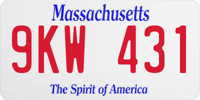 MA license plate 9KW431