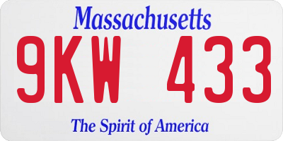 MA license plate 9KW433