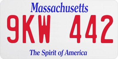 MA license plate 9KW442