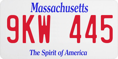 MA license plate 9KW445