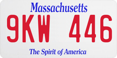 MA license plate 9KW446