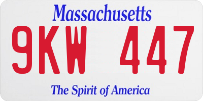 MA license plate 9KW447