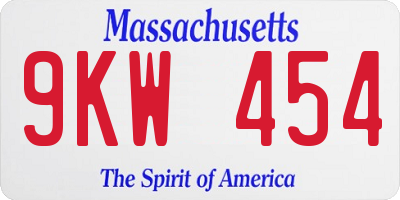 MA license plate 9KW454