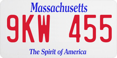 MA license plate 9KW455
