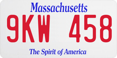 MA license plate 9KW458