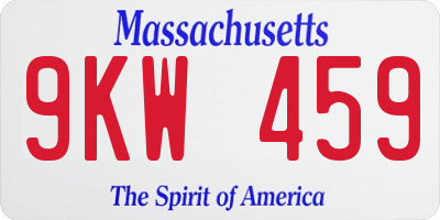 MA license plate 9KW459