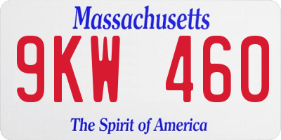 MA license plate 9KW460